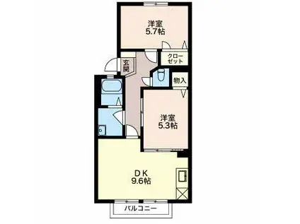 グランデール福光(2DK/1階)の間取り写真