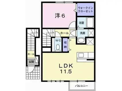 ソレアードI(1LDK/2階)の間取り写真