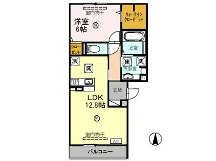 FAMILLE M(1LDK/1階)の間取り写真
