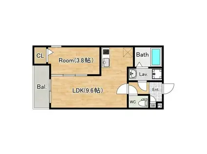 ジーメゾン明石魚住エディエン(1LDK/3階)の間取り写真