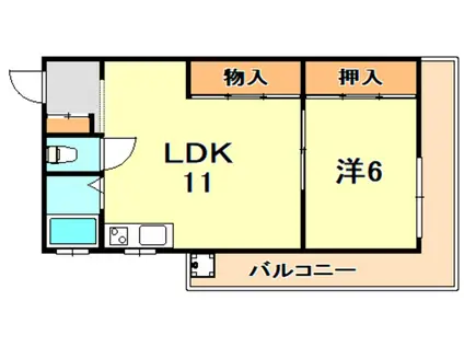 グリーンヒル清水ヶ丘(1LDK/3階)の間取り写真