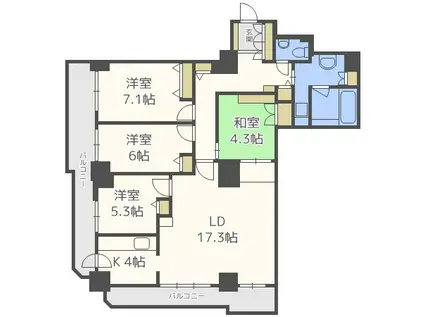 知事公館前タワーレジデンス(4LDK/17階)の間取り写真