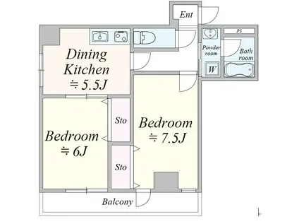 ベレールササキ(2DK/4階)の間取り写真