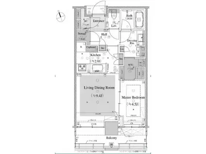 GLOBAL FRONT TOWER(1LDK/3階)の間取り写真