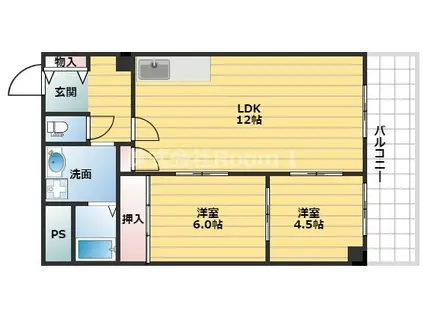 浅沼谷町マンション(2LDK/4階)の間取り写真