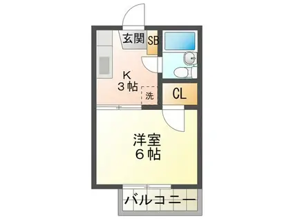 KAME HOUSE(1K/1階)の間取り写真