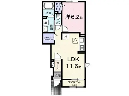 メゾン トランキル(1LDK/1階)の間取り写真
