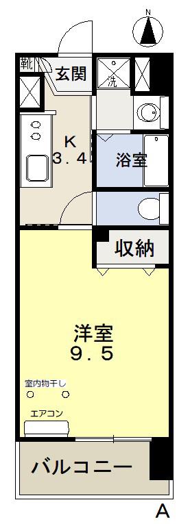福富GRADEマンション(1K/4階)の間取り写真