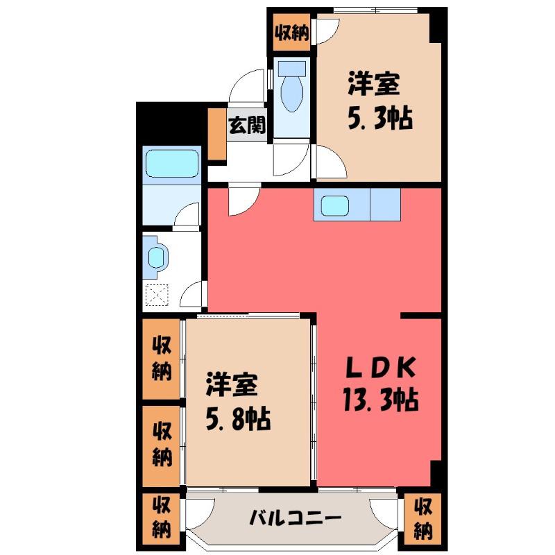 寿ハイツ(2LDK/3階)の間取り写真