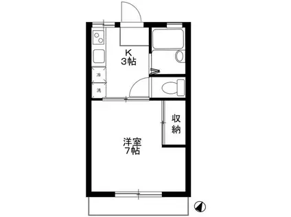 メゾン谷津(1K/2階)の間取り写真