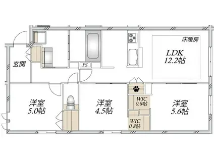 ウエスト・ノワール(3LDK/1階)の間取り写真