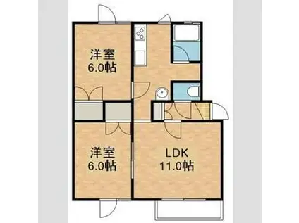 ヴェルディー青葉(2LDK/2階)の間取り写真