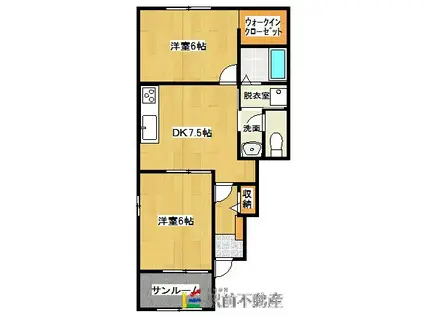 ガーデンシティタウンI(2DK/1階)の間取り写真