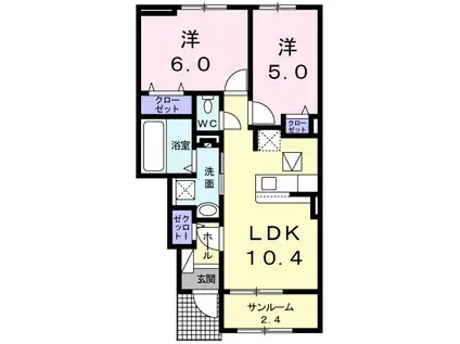 フロー デ セリシール III(2LDK/1階)の間取り写真