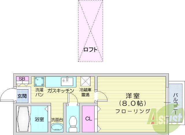 ラックステラ(1K/2階)の間取り写真