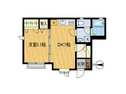 MEGUMI B(1DK/2階)の間取り写真