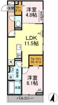 D-ROOMあおば(2LDK/2階)の間取り写真