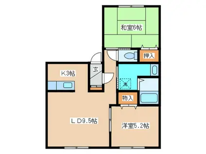 メゾン宏信(2LDK/3階)の間取り写真