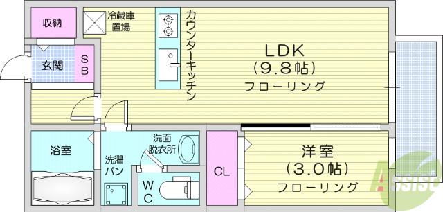 ルミナス川平(1LDK/2階)の間取り写真