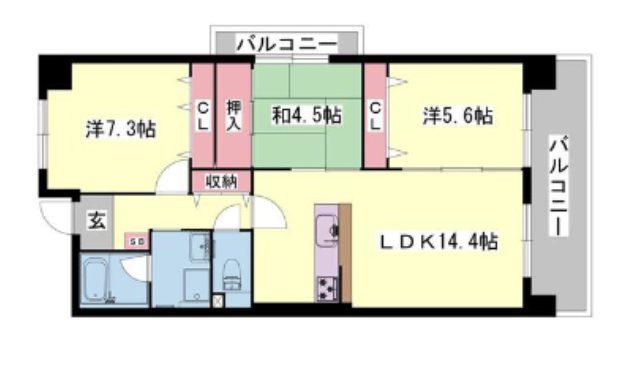 テルツォ南新在家(3LDK/7階)の間取り写真