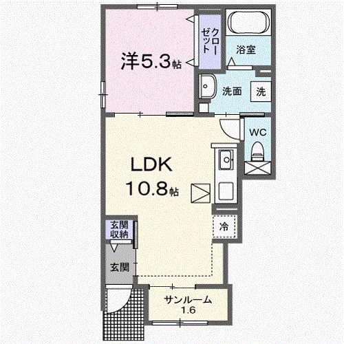 アプファールドII(1LDK/1階)の間取り写真