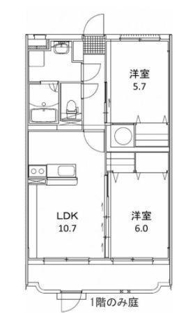YOUME ZEUS(2LDK/1階)の間取り写真