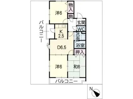 CAESAR PARK I(3DK/1階)の間取り写真