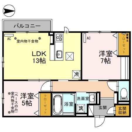 CIELDAGE(2LDK/1階)の間取り写真