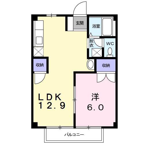 エスタシオンII(1LDK/2階)の間取り写真