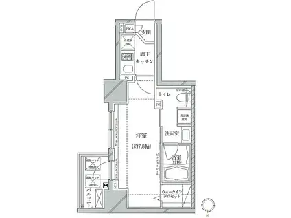 クレイシア亀戸(1K/14階)の間取り写真