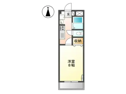 カスティージョII(1K/1階)の間取り写真