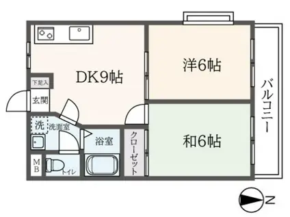 パールハイムコナヤIII(2DK/1階)の間取り写真