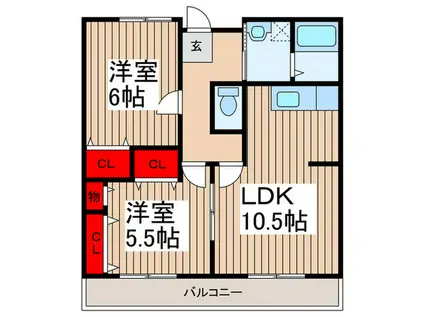 上尾市上AP(2LDK/1階)の間取り写真
