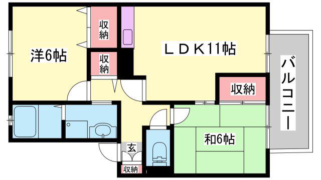 ウィズコート(2LDK/2階)の間取り写真