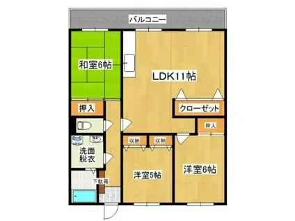 グランドライフ大産(3LDK/4階)の間取り写真