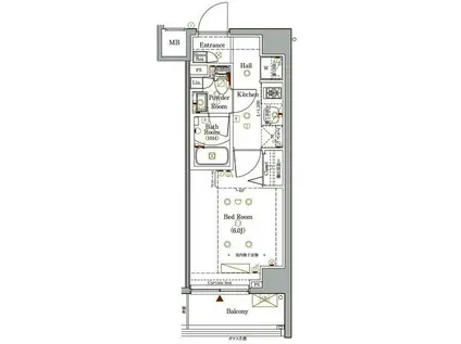 ログ反町エスティーエー(1K/4階)の間取り写真