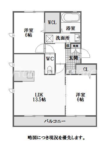 カルチェASUKA(2LDK/1階)の間取り写真