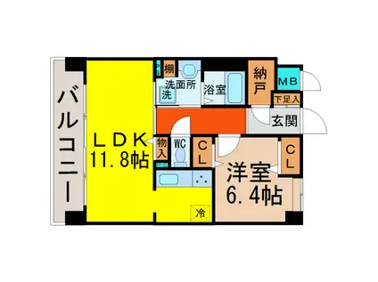 メゾングランドゥール(1LDK/8階)の間取り写真