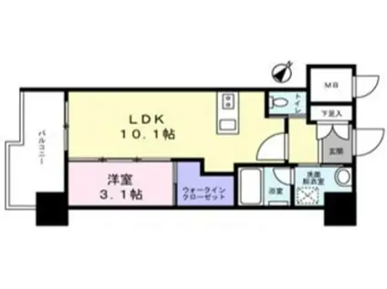 アクアステージ美野島(1LDK/10階)の間取り写真