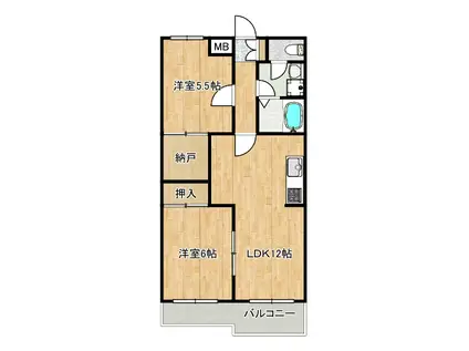 ドミール鹿島(1SLDK/1階)の間取り写真