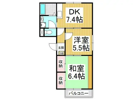 フレグランス上川手(2DK/2階)の間取り写真