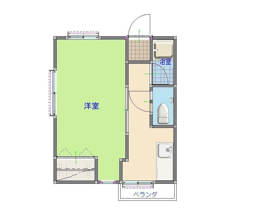 土堂シティマンション(1K/2階)の間取り写真