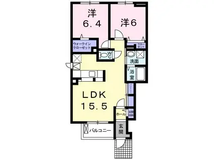 プリムローズ・T(2LDK/1階)の間取り写真