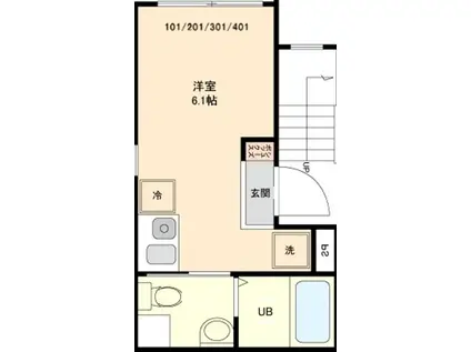 アイリス洗足(ワンルーム/2階)の間取り写真