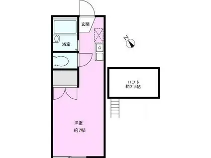 パレスひばり(ワンルーム/2階)の間取り写真