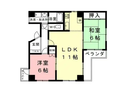 レジデンス30(2LDK/4階)の間取り写真