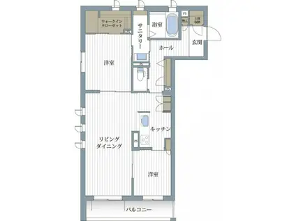 フルール・ミサ(2LDK/3階)の間取り写真