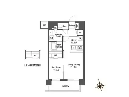 アビティ宮前平(1LDK/8階)の間取り写真