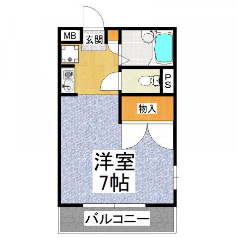 ハイツ深阪南I(ワンルーム/2階)の間取り写真