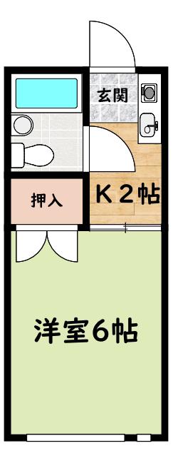 ホワイトハイツ黒住(1K/1階)の間取り写真